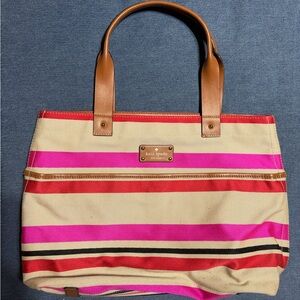 Kate Spade Vibrant Pink and Tan Tote